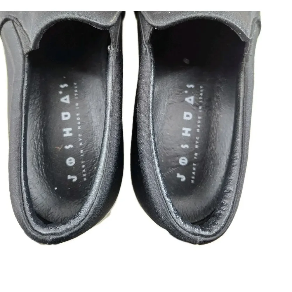 Joshua Sanders Slip On Sneakers Womens‎ 38 7.5 Black Satin Glitter NY New York